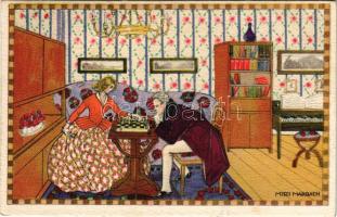 1917 Sakk / Chess game. B.K.W.I. 670-6. s: Mitzi Marbach (EK)