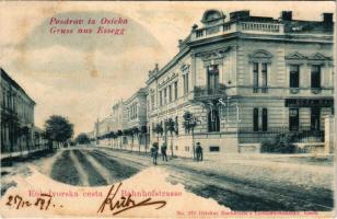 1899 Eszék, Essegg, Osijek; Kolodvorska cesta / Bahnhofstrasse / street view. Ottokar Rechnitzer's Lichtdruckanstalt No. 272. (EB)