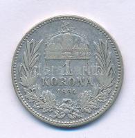 1894KB 1K Ag "Ferenc József" T:XF, kis patina Adamo K5