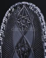 Parádi csiszolt ólomkristály üvegtálca, gazdag díszítéssel, jelzés nélkül, hibátlan, 44x18 cm