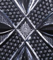 Nagyméretű ovális ólomkristály tálca, gazdag díszítéssel, 54x21 cm