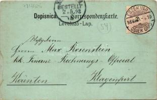 1898 Eszék, Essegg, Osijek; utca részlet este holdfényben, lóvasút / street view at night in moonlig...