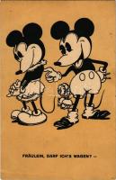 Fräulein, darf ich's wagen? / Walter E. Disney art postcard, Mickey and Minnie Mouse (EB)