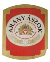 Kőbányai világos sör és Arany ászok műanyag reklámtábla, 98x86 cm alatt, egyik sérült /// KIZÁRÓLAG ...