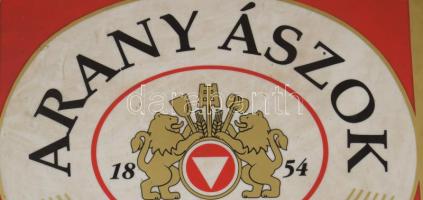 Kőbányai világos sör és Arany ászok műanyag reklámtábla, 98x86 cm alatt, egyik sérült /// KIZÁRÓLAG ...