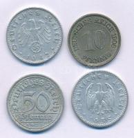 Német Birodalom 1908. 10pf Al + 1922-1942. 50pf Al (3xklf: 1922A, 1935A, 1942B) T:XF patina German Empire 1908. 10 Reichspfennig Al + 1922-1942. 50 Reichspfennig Al (3xdiff: 1922A, 1935A, 1942B) C:XF patina