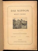 Balogh Benedek, barátosi: Dai Nippon. Kelet csodái. 103 képpel. Budapest, (1906). Magyar Kereskedelmi Közlöny Újság-, Hírlap- és Könyvkiadó-vállalat (Korvin Testvérek ny.) 472 + [8] p. Barát[h]osi Balogh Benedek (1870-1945) néprajzkutató, Ázsia-utazó, őstörténeti író. Kőrösi Csoma Sándor munkássága által inspirált, 1903-1904-ben lezajlott első kelet-ázsiai néprajzi útján elsősorban a magyarság keleten maradt testvérnépeit kívánta felkutatni, ám szibériai-mandzsúriai-japán-kínai utazása pont arról győzte meg, hogy a magyarságnak nincs kelet-ázsiai maradványa. Ám útja során a japánságban egy nagy múltú és nagyra hivatott, katonai erényei miatt testvérinek is tekinthető népet ismert meg, amely nem utolsósorban a magyar politikai szorongások állandó tényezőjét, Oroszországot is képes volt megregulázni túlterjeszkedésében. Az útleírás oroszországi és szibériai részében a szerző elidőz az orosz belviszonyok rettenetességén, majd ezt szembe állítja a japán mindennapok világával, amely még furcsaságaiban is magas kultúráról árulkodik. A szerző néprajzi megfigyelésekben és politikai kommentárokban gazdag útleírásának hirtelen véget vet az 1904-1905-ben lezajlott orosz-japán háború: a szerző tengeri úton, Ázsia megkerülésével tért haza Európába, ám nem titkolta örömét az időközben befejeződött háború végkimenetelén (a háború japán győzelemmel zárult). A munka első három kiadása 1906-ban jelent meg, példányunk a lényegesen díszesebb és nagyobb formátumú második kiadásból való. Az oldalszámozáson belül számos felvétellel illusztrált kötet szövegközti grafikáit a szerző felesége készítette. Modern vászonkötésben
