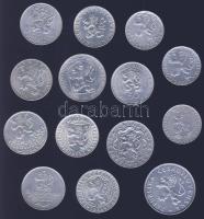 Csehszlovákia 1945-55. 14db Ag érme (5K + 10K + 25K + 50K...) T:többnyire 2