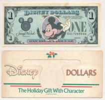 Amerikai Egyesült Államok 1989. 1DD "The Holiday Gift With Character" bankjegyes borítékban T:VF fo. USA 1989. 1 Disney Dollar in "The Holiday Gift With Character" banknote envelope C:VF spotted