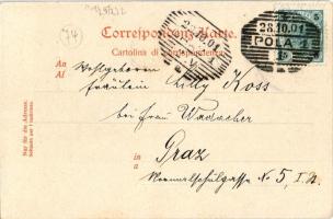 1901 Pola, Pula; Sternwarte-Strasse / street view. Dr. Trenkler &amp; Co. (EM)