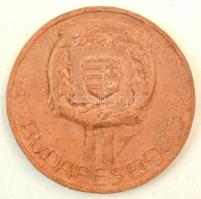 Sződy Szilárd (1878-1939) 1935. "Budapest 1935" egyoldalas, mázas gipsz plakett (198mm) T:AU,XF kis lepattanások