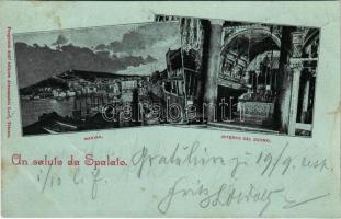 1898 Split, Spalato; Marina, Interno del Duomo / quay, cathedral interior. Edit. Alessandro Levi (Trieste) Art Nouveau (fl)