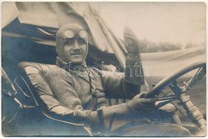 1914 Első világháborús katonai sofőr, automobil / WWI Austro-Hungarian military chauffeur, automobile. photo (EK)