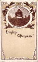 1916 Herzliche Ostergrüsse! Inf. reg. Nr. 4. Ostern im Felde / Húsvéti üdvözlet a frontról, osztrák-magyar katonai művészlap / WWI Austro-Hungarian K.u.k. military art postcard, Easter greeting (EK)