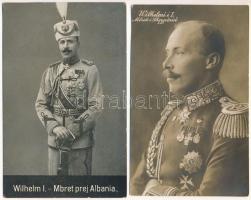 1916 2 db RÉGI képeslap: Wilhelm I. Mbret prej Albania. M. Neurath / Vilhelm, Princ i Shqipërisë / 2 pre-1945 postcards: Wilhelm, Prince of Albania + "K.u.k. Kriegsmarine S.M.S. Panther" (EK)