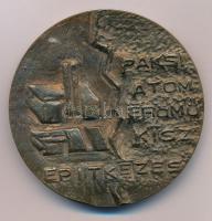 1975. "Paksi Atomerőmű - KISZ - Építkezés / KISZ 1919-1957" kétoldalas öntött bronz emlékérem (62mm) T:XF