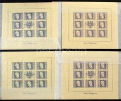 Ausztria 1946 Renner vágott kisívsor japán papíron, kifogástalan állapotban / Mi 772B -775B imperforate minisheet set, very good condition (Mi EUR 2.400.-)