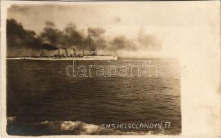 1917 SMS Helgoland az Osztrák-Magyar Haditengerészet Helgoland-osztályú gyorscirkálója / K.u.K. Kriegsmarine / WWI Austro-Hungarian Navy light cruiser. photo + "S.M.S. ORJEN" (vágott / cut)
