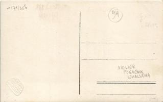 Ljubljana, Laibach; K.u.K. military parade, marching soldiers, tram, shops. Atelier J. Pogacnik phot...