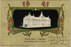 1903 Ljubljana, Laibach; Dezelni dvorec / Landschaftliche Burg / castle. Selbstverlag U. Cotman Art Nouveau, floral, litho frame (EK)