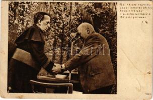 1947 Gál Károly esperes, pápai kamarás üdvözli Rákosi Mátyást a pusztaszentlászlói gyűlésen (non PC) (lyukak / pinholes)