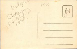 1938 Budapest VI. Oktogon tér, Meinl Gyula kávé, tea és csokoládé üzlete, Dreher bak sör reklám, fel...