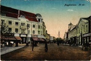 1925 Nagykanizsa, Fő tér, Stern József, Bettlheim és Guth üzlete. Vasúti Levelezőlapárusítás (kis szakadás / small tear)