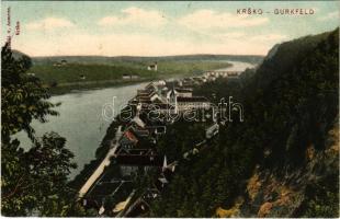 1906 Krsko, Gurkfeld; general view + "POSTAKALAUZ ZÁGRÁB - STEINBRÜCK KÖZÖTT" kétnyelvű vasúti bélyegző