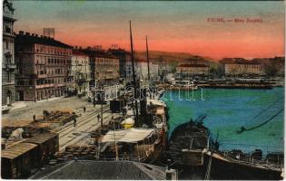 Fiume, Rijeka; Riva Szapáry / kikötő. W. L. Bp. 3852. Celestine Mayer / port, ships