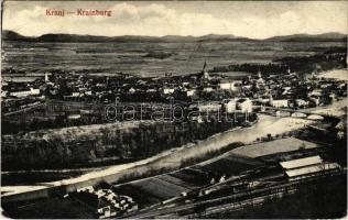 1917 Kranj, Krainburg; general view with railway station, bridge (EK)