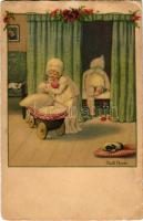 Husch - in's Bett / Children art postcard. AR. No. 1426. s: Pauli Ebner (EB)