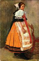 Starolanzhotsky Kroj. Obrazy se Slovácka / szlovák népviselet / Slovakian folklore s: Al. Kalvoda (EK)