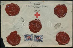 1917 Tientsinben orosz postán feladott pénzeslevél Troickovszlavszkba magyar hadifogolynak / Russian...