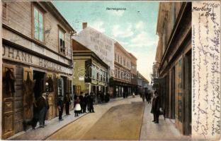 1906 Maribor, Marburg; Herrengasse / street view, shop of Johann Hollicek. Verlag v. Heinrich Krapek Photograph (EK)