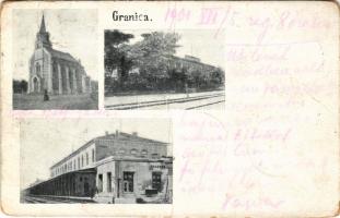 1901 Granica, church, railway station (fa)