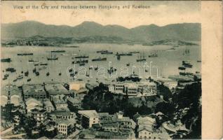 1911 Hong Kong, Hongkong; View of the City and Harbour between Hongkong and Kowloon Peninsula. M. Sternberg (Rb)