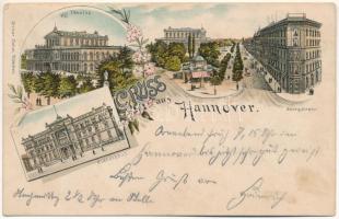 1897 Hannover, Kgl. Theater. Ständehaus, Georgstrasse. Ottmar Zieher (München) / theatre, street. Art Nouveau, floral, litho (fl)