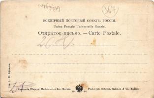 Vladivostok, Vlagyivosztok; market square, horse-drawn carriages, shop. Phototypie Scherer, Nabholz ...