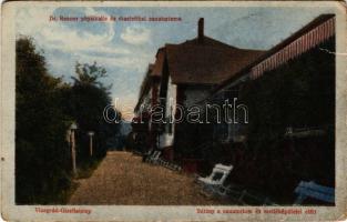 Visegrád, Gizella-telep, Dr Renner physikalis és diaetetikai szanatóriuma, sétány a szanatórium és melléképületei előtt (kopott sarkak / worn corners)