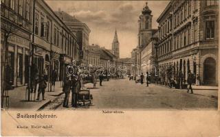 1904 Székesfehérvár, Nádor utca, Café Elite kávéház, Schwarcz Soma üzlete. Eisler Adolf kiadása (szakadás / tear)