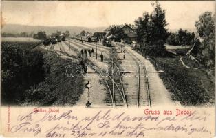 1901 Doboj, Station / railway station, train, locomotive. Joh. Streitz (fl)