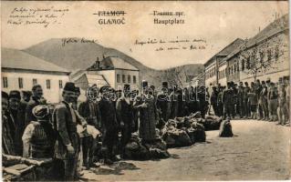 1914 Glamoc, Hauptplatz / main square, market. Ilija Jankovic (Rb)
