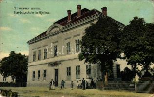 Bijeljina, Bjelina; Handelsschule / Trgovacka Skola / trade school (worn corners)