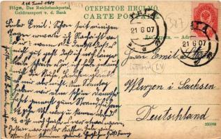 1907 Riga, Das Reichsbankportal, Geldtransport v. d. Bank / money transport from the bank (EB)