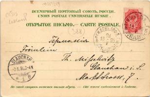 1899 Cesis, Wenden, Zehsim; general view with church, at night in moonlight (crease)