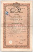 1892. Budapest "A Magyar Korona országai 4%-al kamatozó járadékkölcsön" államadóssági kötvény 100K-ról szárazpecséttel, bélyegzésekkel, szelvényekkel T:F szép papír