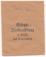 Német Harmadik Birodalom 1944. "Háborús Érdemkereszt II. osztálya kardokkal" adományozói o...