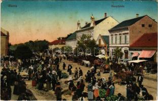 Árpatarló, Ruma; Hauptplatz / Fő tér, piac, Max. M. Weisz üzlete. R. Weninger kiadása / main square, market, shops (fa)