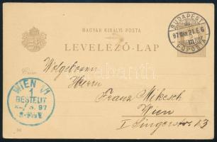 1897 Milleniumi 2kr díjjegyes képeslap Bécsbe