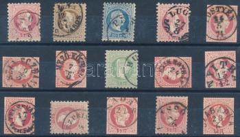 1867 15 db bélyeg és díjjegy kivágás